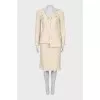 Skirt and jacket suit with frill