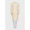 Skirt and jacket suit with frill
