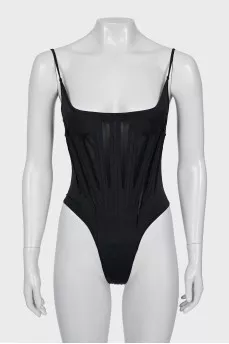 One-piece swimsuit with tag