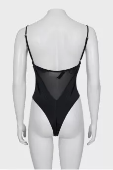 One-piece swimsuit with tag