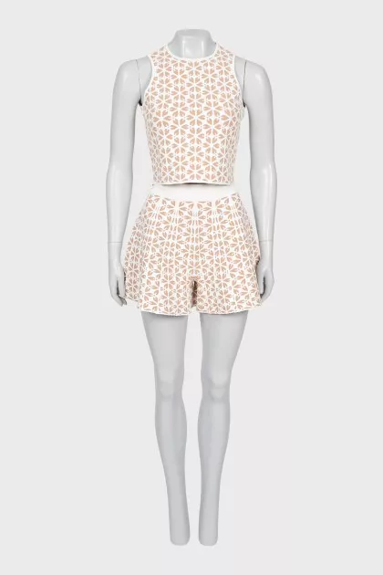 Printed top and shorts suit