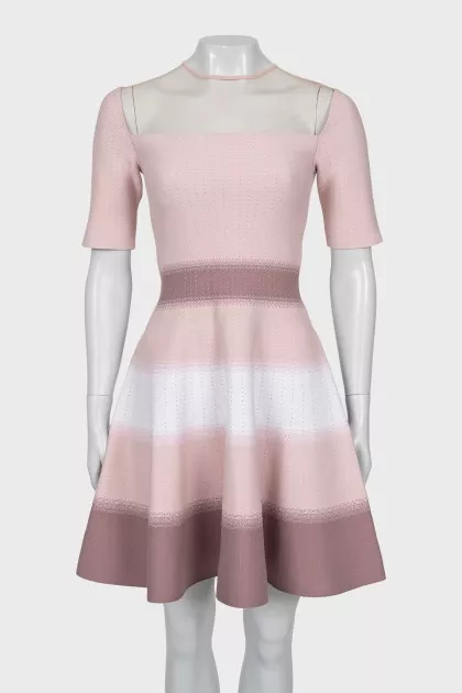 Pink dress with mesh insert