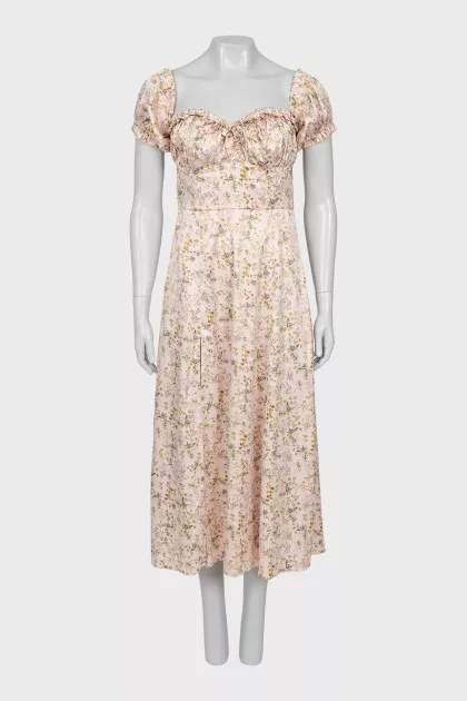 Floral print dress with tie front