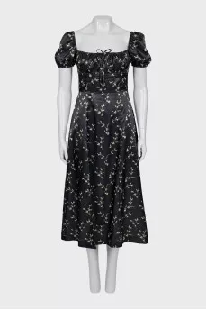 Black floral print dress