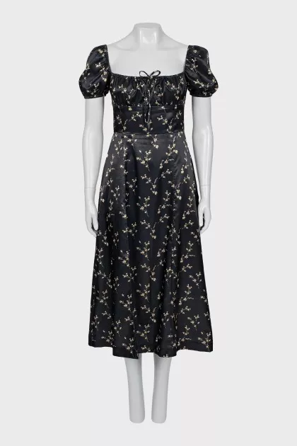 Black floral print dress