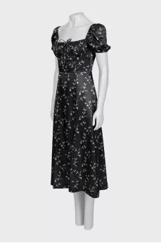Black floral print dress
