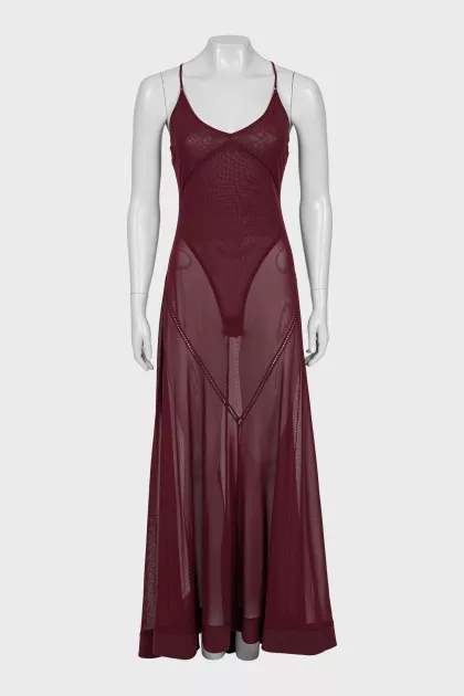 Transparent dress with thin straps