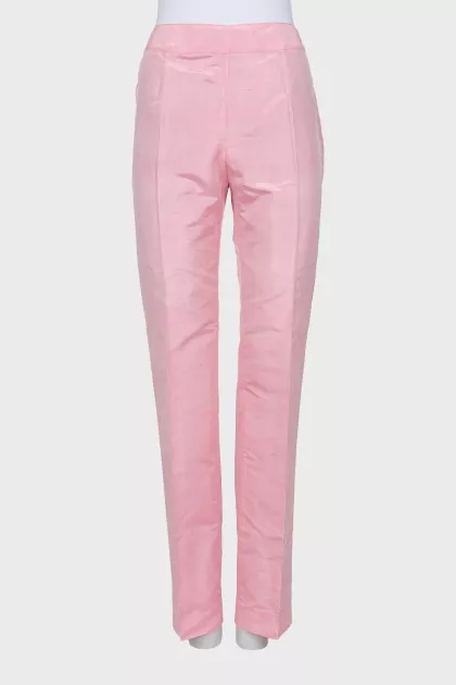 Pink silk trousers