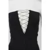 A tight -fitting dress with lacing in front