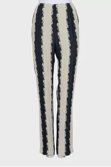 Two-tone straight-cut trousers