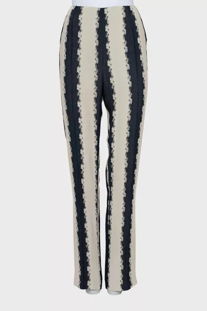 Two-tone straight-cut trousers