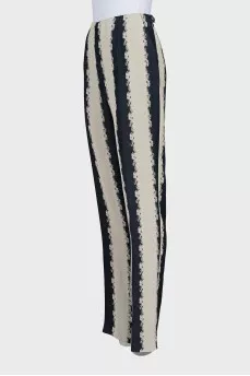 Two-tone straight-cut trousers