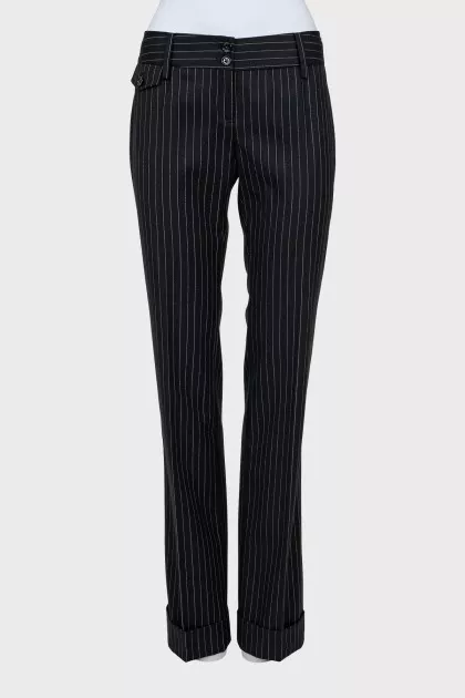 Pinstripe wool trousers
