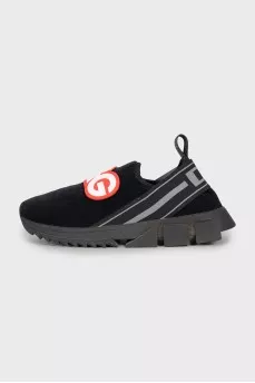 Textile sneakers with brand logo