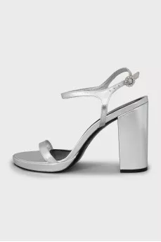 Silver leather sandals
