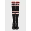 Graphic print over the knee socks