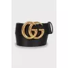 Black leather belt with signature buckle