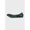 Green leather ballet flats