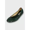 Green leather ballet flats