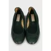 Green leather ballet flats