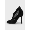 Suede ankle boots with mesh inserts