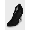 Suede ankle boots with mesh inserts