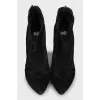 Suede ankle boots with mesh inserts
