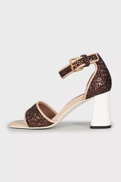 Glitter trapeze heel sandals