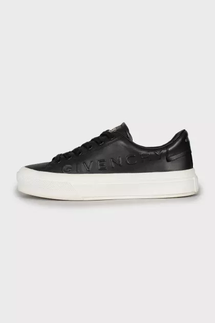 Leather sneakers with brand logo