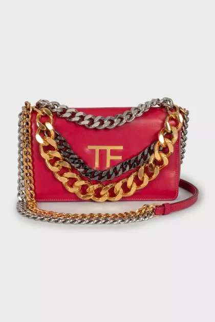 Leather bag with chains