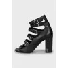 Leather strappy heeled sandals