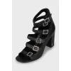 Leather strappy heeled sandals