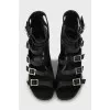 Leather strappy heeled sandals