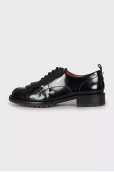 Black leather lace-up shoes