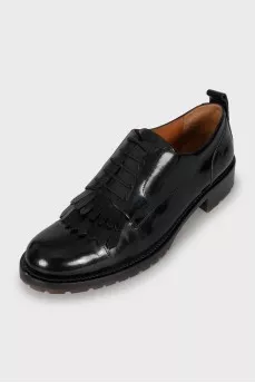 Black leather lace-up shoes