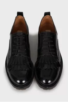 Black leather lace-up shoes