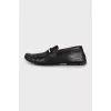 Men's black leather moccasins