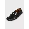 Men's black leather moccasins