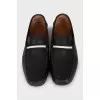 Men's black leather moccasins
