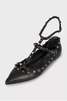 Балетки из кожи Rockstud