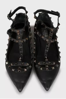 Балетки из кожи Rockstud