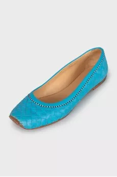 Blue ballet flats with braiding