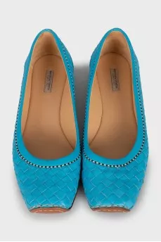 Blue ballet flats with braiding
