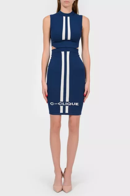 Sleeveless dress with cuts at the waist