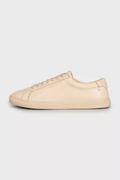 Beige leather sneakers