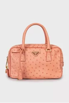 Pink Ostrich Leather Bag