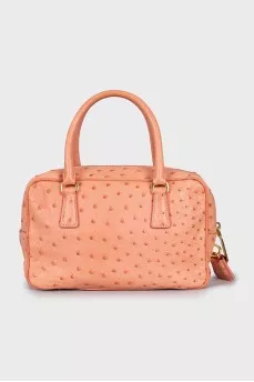 Pink Ostrich Leather Bag