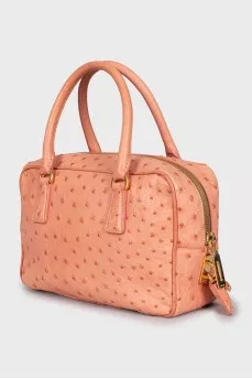 Pink Ostrich Leather Bag