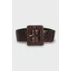 Leather belt with rectangular buckle