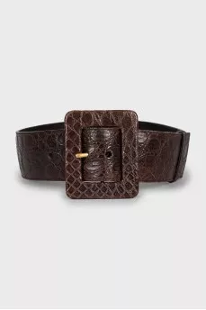 Leather belt with rectangular buckle